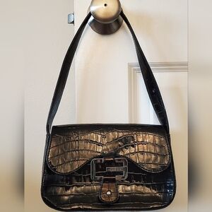 Guess Patent Leather Croc Embossed Shoulder Bag